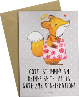 Produktbild von Mr. & Mrs. Panda babykarte Fuchs Konfirmation Mädchen - Grau Pastell - Geschenk, osterkarte, Gläubig, weihnachtskarten, Grußkarte, Alles Gute, Kommunion, Gott