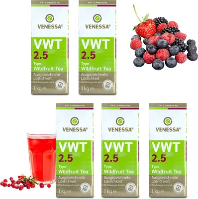 Produktbild von VENESSA Wildfrucht-Tee VWT 2.5 - Wildfruittea 5 x 1kg Vorteilspack - Wildfruchtgetränk Instant Teegetränk Extrakt aus Schwarztee mit angenehmer Süße
