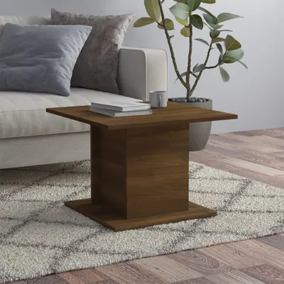 Image de The Living Store Table basse marron imitation chêne 55,5x55,5x40 cm Matériau dérivé du bois