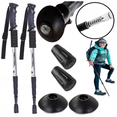 Produktbild von Nordic Walking Stöcke Verstellbar Antishock Ergonomische Griffe, Set 2 Stk