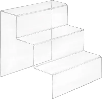 Produktbild von Dekotreppe 3-Stufig (200x200x200mm) aus glasklarem Acrylglas - Zeigis® / Stufendisplay / Präsentationstreppe / Treppendisplay / Treppenständer / Präsentations-Treppe / Warenträger / Acryl / Transparent