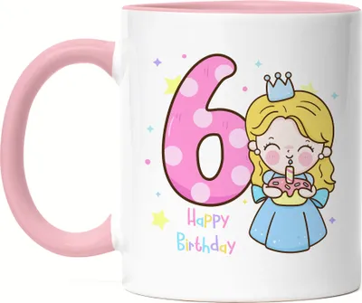 Produktbild von Happy Birthday Tasse Rosa 6. Geburtstagskind 6. Geburtstag Alles Gute Happy Birthday Party Princess