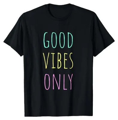 Produktbild von T-Shirt mit dem Spruch: "Nur positive Vibes" – Inspirierendes Motiv
