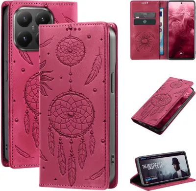 Produktbild von Handyhülle für Xiaomi 15T RFID Schutz Klapphülle Case Cover Blumen Design Traumfänger Schutzhülle Farbe: Magenta