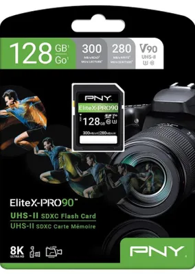 Produktbild von PNY X-PRO 90, 128 GB, SDXC, Klasse 10, UHS-II, 300 MB/s, 280 MB/s