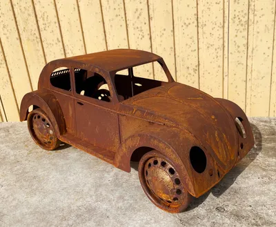 Produktbild von Auto Käfer zum Bepflanzen / Dekorieren 70x30x29cm Edelrost Rost Metall Kult Oldtimer