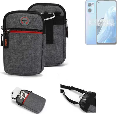 Produktbild von K-S-Trade Holster Gürteltasche kompatibel mit Oppo Reno7 5G Handy Tasche Schutz Hülle grau Zusatzfächer 1x