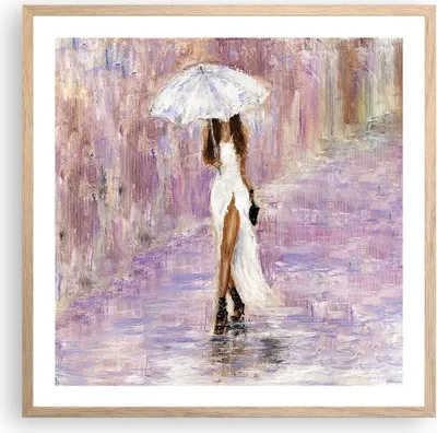 Produktbild von Gerahmtes Poster - Rahmen in heller Eiche - Frau Regenschirm - 60x60 cm - Wand Bild - Wanddeko - Wandbilder - Kunstposter - Wandposter - Bilderrahmen - Bilder - Kunstdruck - Wandbild - P2NAC60x60-3822