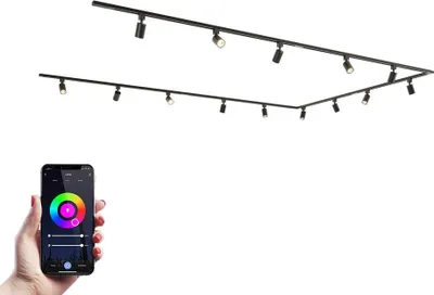 Image de HOFTRONIC - Kit système de rails 14 spots RGBWW GU10 230 V IP20 Noir