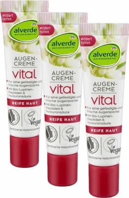 Obrázek produktu pro 3 x alverde Naturkosmetik - Vital oční krém / oční gel - zralá pleť (3 x 15 ml)