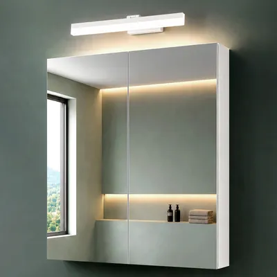 Produktbild von Mai & Mai Spiegelschrank Bad mit Beleuchtung Badschrank mit Spiegellampe BxTxH 60x15x70cm Spiegelleuchte 180° Drehbar LED Badlampe 40cm