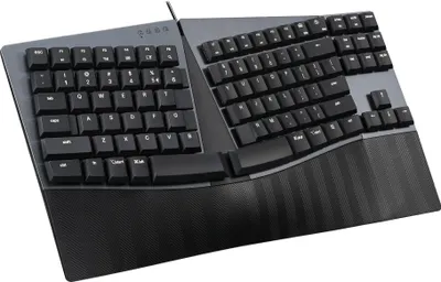 Zdjęcie produktu dla Perixx PERIBOARD-335 RD DE USB Keyboard German, QWERTZ Black Backlit, Ergonomic
