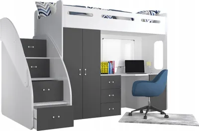 Produktbild von Etagenbett Hochbett Spielbett Kinderbett mit Matratze und Schublade Doppelstockbett ZUZIA PLUS 200x80