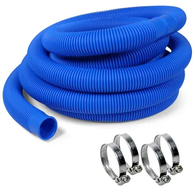 Produktbild von SET> 6,00 m Schwimmbad Schlauch, blau Ø 38 mm + 4 Schellen