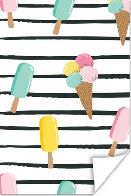 Produktbild von MuchoWow® Poster Sommer - Eiscreme - Pastell 40x60 cm - Plakate für die Wand - Poster Babyzimmer