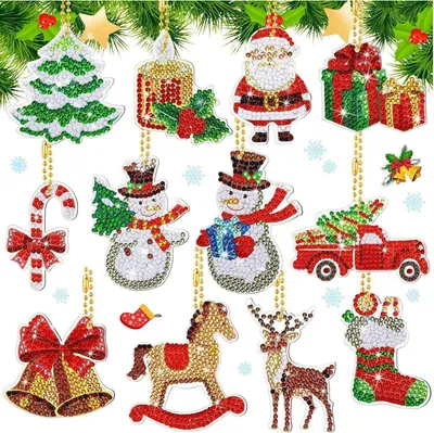 Produktbild von DIY 5D Diamond Painting Set Weihnachten Schlüsselanhänger 12 Stile