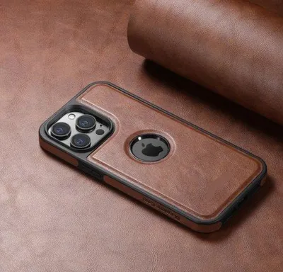 Image de Étui en cuir pour iPhone 15 Pro - Chargeur magnétique et sans fil