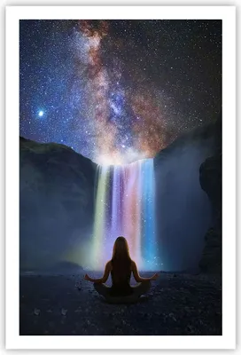 Produktbild von Poster - Poster ohne Rahmen - Wasserfall die Sterne Meditation - 61x91,5 cm - Wand Bild - Wanddeko - Wandbilder - Kunstposter - Wandposter - Bilder - Kunstdruck - Wanddekoration - P2XPA61x91-4774