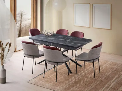 Produktbild von Skye Decor, Ausziehbarer Esstisch (160-200 cm) | Schwarz & Weiß | 100% Melamin