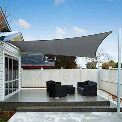 Produktbild von PolkaHome® Schattensegel Quadratisch 4x4m Wasserdicht 95% UV-Schutz für Außen, Balkon, Garten - Anthrazit