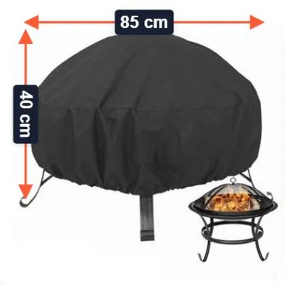 Produktbild von Schutzhülle für runde Feuerstelle, wasserdicht, schwarz, PVC, Feuerabdeckung, Garten, Terrasse, Außenbereich (85 x 40 cm, 420D)