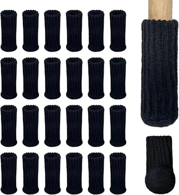 Produktbild von Stuhlsocken, 24 Stück elastische Möbelsocken aus Filz, Schutz für Stuhl- und Tischbeine, Bodenschutz gegen Kratzer und Lärm (Schwarz)