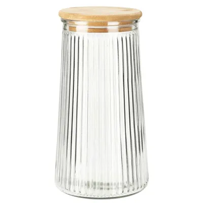 Produktbild von Excellent Houseware Glasbehälter 1400 ml braun transparent Bambus Silikon Glas 11x11x21,2 cm
