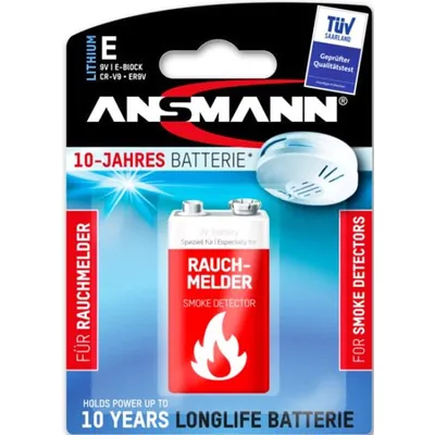Produktbild von Lithium Batterie für Rauchmelder 9V E-Block speziell für Rauchwarnmelder