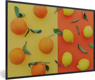 Produktbild von MuchoWow® Gerahmtes Poster Zitrone - Orange - Gelb 60x40 cm - Poster mit Schwarzem Bilderrahmen Wandposter Rahmen Foto Bilder - Printing - Wanddeko Schlafzimmer