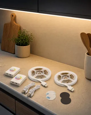 Produktbild von Aufladbarer LED Streifen Bewegungsmelder Innenbereich Schrankleuchte 1100mAh Li-Io Akku 2er-Set, KI-generiertes Bild