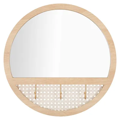 Obrázok produktu pre Zrkadlo na stenu, kovová a MDF konštrukcia, 50 x 5 cm, prírodná farba, kolekcia Mauro Ferretti Fuji