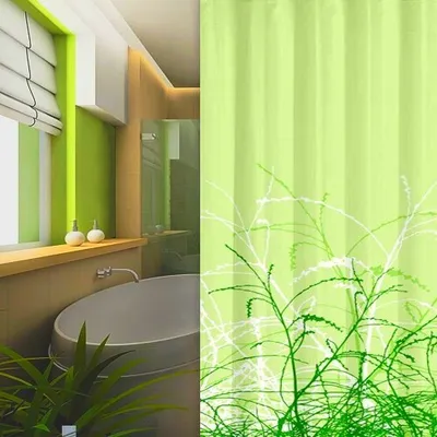 Obrázek produktu pro Textilní sprchový závěs 120x200 cm trávy zelený včetně sprchových kroužků