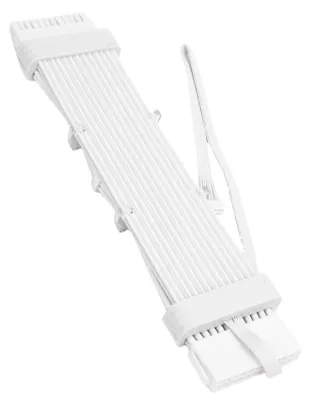 Zdjęcie produktu dla Przedłużacz do zasilacza komputerowego Meteor z efektem świetlnym ARGB – kabel z taśmami LED do płyty głównej i obudowy komputera ME210, biały, z kontrolerem SK3, biały