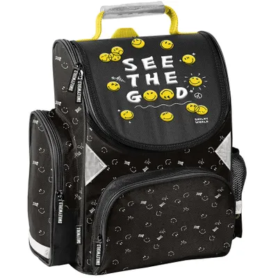 Image de PASO Sacs d'école pour enfants 1ère-3ème classe Smiley noir