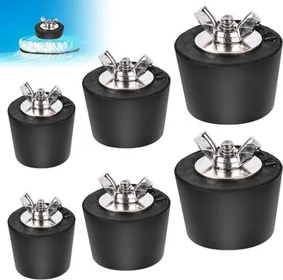 Immagine prodotto di Tappi per piscina 32-51 mm, gomma, acciaio inossidabile, set da 6 pezzi