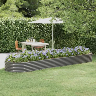 Produktbild von "2024"Modernen Hochbeet Pulverbeschichteter Stahl 396x100x36 cm Grau Design Beete 9001908