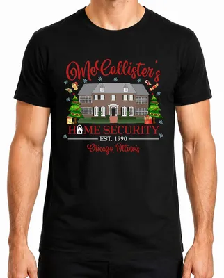 Imagen del producto de McCallister's Home Security Chicago Illinois - Camiseta para hombre, diseño de Navidad, color negro, talla L