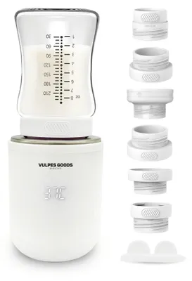 Image de Vulpes Goods Pro Max Chauffe-biberon portable pour bébé Blanc | Chauffe-biberon rechargeable avec batterie 13 200 mAh | Chauffe-biberon avec 6 adaptateurs inclus
