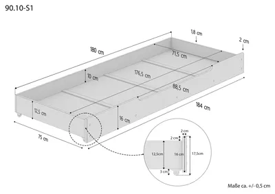 Immagine prodotto di Cassettone bianco porta oggetti per i NOSTRI letti 90x200 in pino 90.10-S1W