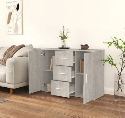 Produktbild von Möbel Sideboard - praktischem Design - Wohnzimmerschrank - Kommde für Flur - Betongrau 91x29,5x65 cm Holzwerkstoff Top4946335