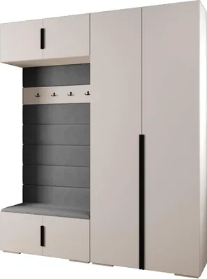 Produktbild von MEBLE KRYSPOL Inova 1 Möbelset Garderobe, 236,7x200x47cm - Weiß, Manila 16, Schwarz