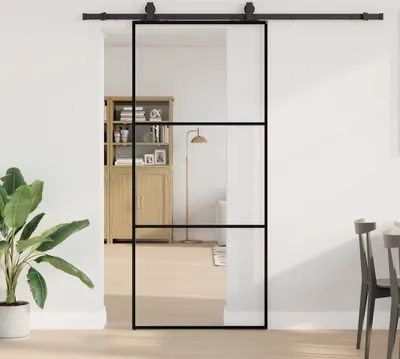 Produktbild von Stabli Möbel Schiebetür mit Beschlag Schwarz 90x205 cm ESG-Glas - Zimmertüren CJG4915004