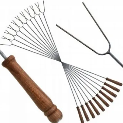 Produktbild von Grillspieß 100cm  10 stück set extra Langer Spieß Lagerfeuer mit Holzgriff