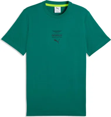Produktbild von Aston Martin F1 T-Shirt Essential Logo, Offizieller Fanartikel, Grünes Shirt mit Aston Martin und aramco Logo, 100% Baumwolle