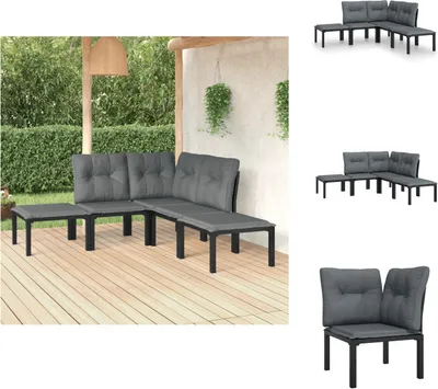 Immagine prodotto di vidaXL Set di 5 pezzi da giardino in poly rattan nero e grigio - Set di mobili da giardino