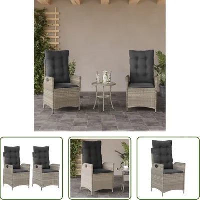 Produktbild von The Living Store Gartensessel mit Kissen 2 Stk. Verstellbar Hellgrau Poly Rattan