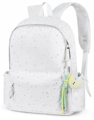 Productafbeelding van Rugzak voor scholieren, meisjes, 15,6 inch laptopvak, wit, casual, dagrugzak
