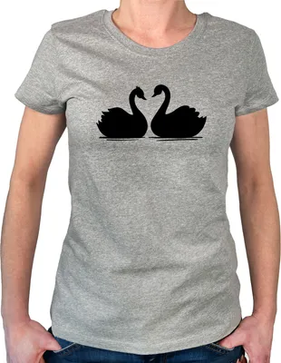 Produktbild von Huuraa Damen T-Shirt Schwan Pärchen M Sport Grey Bio Baumwolle Fairtrade Damenshirt Geschenkidee