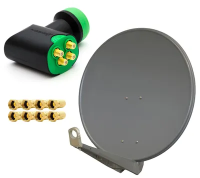 Produktbild von PremiumX DELUXE80 Satellitenantenne 80 cm Alu Anthrazit GDQS Quad LNB 8x F-Stecker
