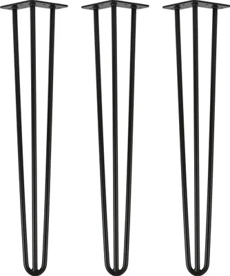 Immagine prodotto di Natural Goods Berlin Gambe HAIRPIN, gambe a forcina, gambe per mobili, gambe per tavoli, nero, 60 cm, 3 montanti, 3 pezzi